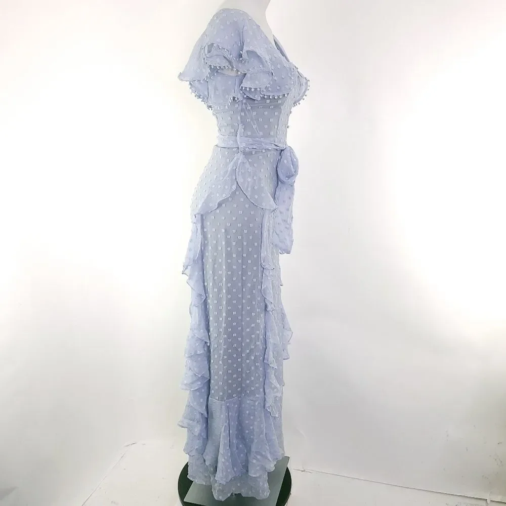 Alice McCall Moon Talking Ruffle Maxi Dress Crystal Bue sz 2 NEW - Picture 8 of 13